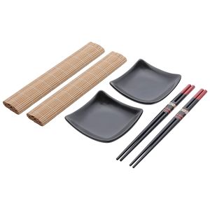 Conjunto para sushi de bambu e cerâmica sendai 6 peças Lyor Coliseu Presentes