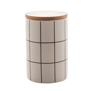 Potiche Decorativo de Cerâmica C/Tampa de Bambu Turim Branco 10x10x15cm Lyor
