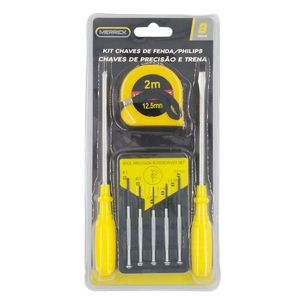 Kit Ferramentas 8 Peças em Plástico e Metal Merrick