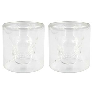 Conjunto de Copos Caveira 2 Peças 75ml em Vidro Parede Dupla Dolce Home