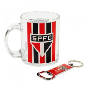 Caneca C/ Chaveiro São Paulo 370ml em Vidro Mileno