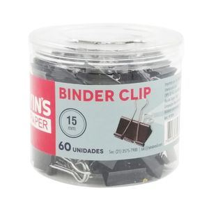 Jogo de Prendedor de Papel Preto 60 Peças 15mm em Plástico Yins