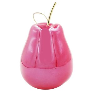 Enfeite Fruta (Pêra) Decorativo 8x14cm  em Cerâmica Golden Rio