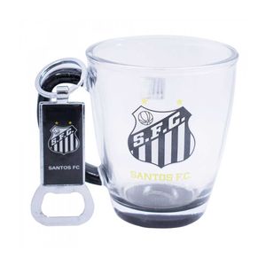 Caneca + Chaveiro Santos 350ml em Vidro Mileno