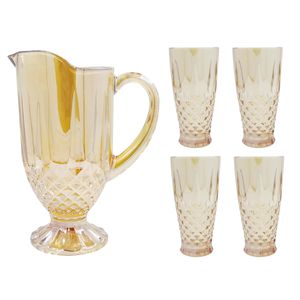 Jogo de Copos + Jarra Golden 1200ml 5 Peças em Vidro