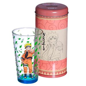 Copo de Vidro 500ml Naruto C/ Cofre em Alumínio Zona Criativa
