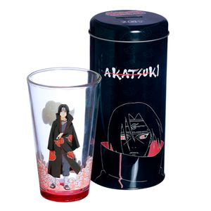 Copo de Vidro Naruto Akatsuki 500ml C/ Cofre em Alumínio Zona Criativa