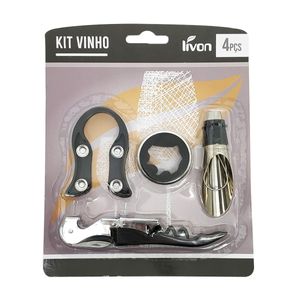Kit Vinho 4 Peças em Metal Livon