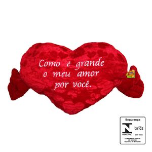 Almofada Coração de Pelúcia 75x45cm em Poliéster Fizzy