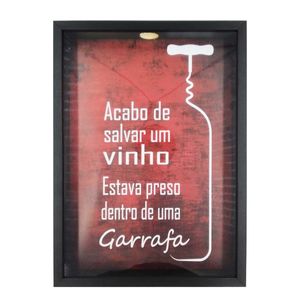 Quadro Porta Rolha de Vidro e Madeira 28x38cm Delta Molduras