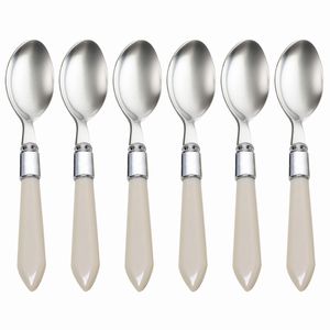 Conjunto de Colheres P/ Café de Aço C/ Cabo de Plástico Mother Pearl Cinza em Inox Lyor