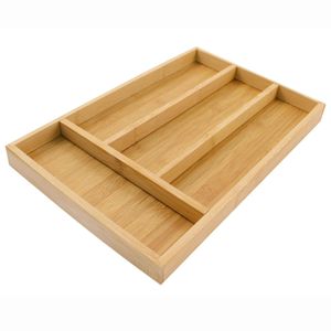 Porta talheres de bambu 4 divisórias 22x33x3cm Imporiente