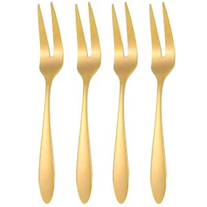 Garfo P/ Petisco Dourado 4 Unidades Inox Livon