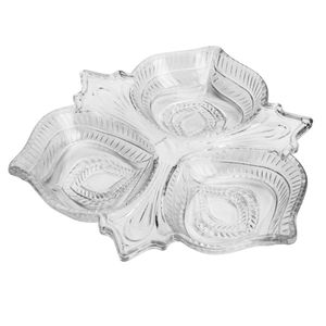 Petisqueira de cristal transparente 3 divisórias vintage 30cm Lyor Coliseu Presentes