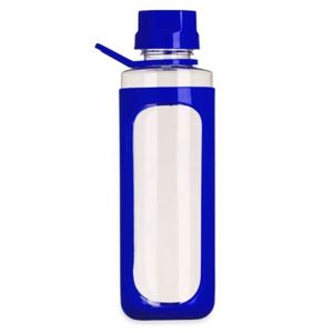 Garrafa de plástico oval com tampa e alça azul 650ml Livon