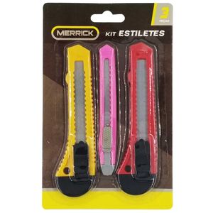 Kit de Estilete 3 Peças em Plástico Merrick