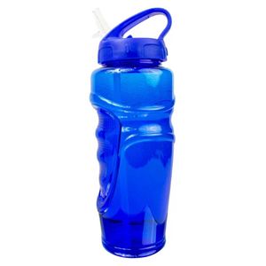Garrafa de plástico com tampa e canudo no bico azul 650ml Livon