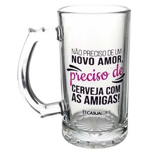 Caneca de Chopp Cerveja C/ As Amigas 480ml em Vidro 3B Comercio