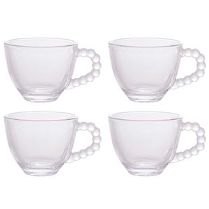 Jogo de Xícaras Pearl 180ml 4 Peças em Cristal Rojemac