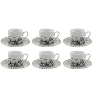 Jogo de Xícaras Selva 80ml 6 Peças em Porcelana Hauskraft
