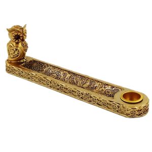 Porta Incenso Decorativo 19x3,5cm em Resina  Gold Youbai