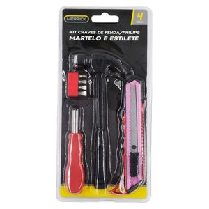 Kit Ferramentas 4 Peças em Metal e Plástico Merrick