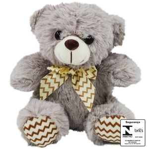 Urso de Pelúcia C/ Laço 17cm em Poliéster Fizzy