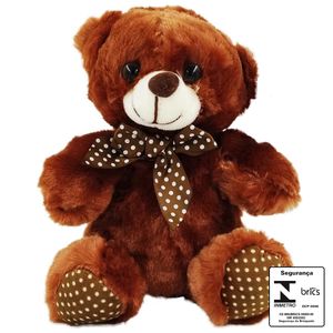 Urso de Pelúcia C/ Laço 17cm em Poliéster Fizzy