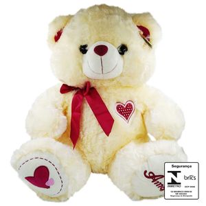 Urso de Pelúcia C/ Laço 61cm em Poliéster Fizzy