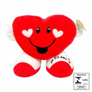 Coração Almofada  de Pelúcia com Pé e frase 'Eu Te Amo ' 28cm Fizzy