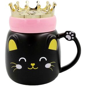 Caneca Gato C/ Tampa 300ml em Cerâmica BM36