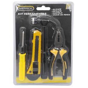 Kit de Ferramentas 18x17cm 4 Peças em Metal Merrick