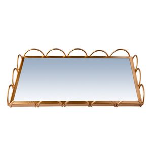 Bandeja Espelhada Decorativa 26x16cm em Metal Moment