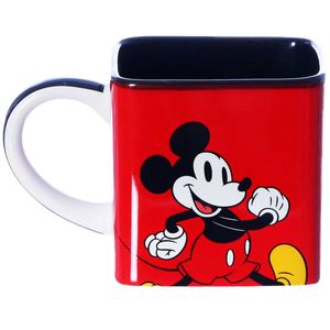 Caneca Cubo Mickey Mouse 300ml em Porcelana Zona Criativa