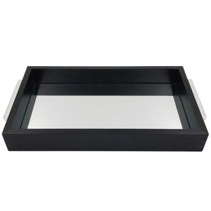 Bandeja Decorativa Espelhada 30x18cm em Madeira Vipa Comercio