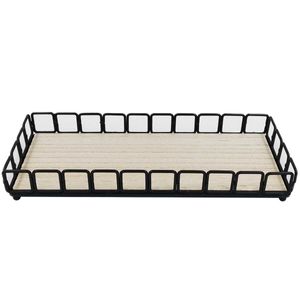 Bandeja Decorativa 30,5x13x3,5cm em Metal e MDF Lyor