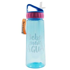 Garrafa C/ Canudo 650ml Frases Divertidas em Plástico Livon