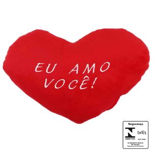 Mini Almofada Coração de Pelúcia 28x20cm em Poliéster Interponte