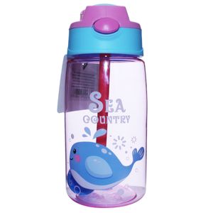 Garrafa Infantil C/ Alça + Canudo 480ml em Plástico Top Útil