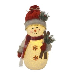 Boneco de Neve Decorativo C/ Luz 43cm em Poliéster Mabruk