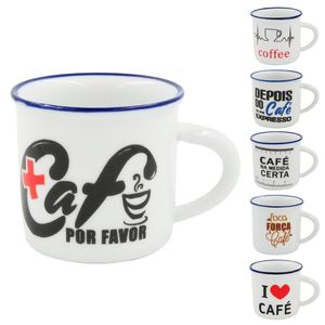 Caneca Café Decorativa 5cm em Porcelana Interponte