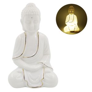 Buda Decorativo C/ Led 19x11cm em Porcelana Martins & Martins