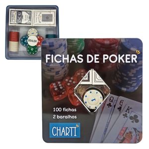 Jogo de Poker 2 Baralhos 100 Fichas Charti