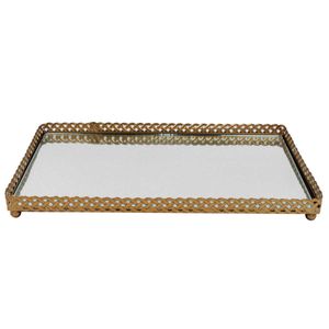 Bandeja Decorativa Espelhada 22,8x12,8cm em Metal Y888