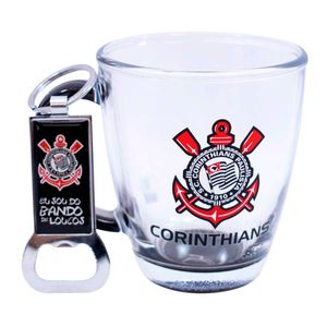 Caneca C/Abridor 370ml Corinthians em Vidro Mileno