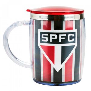 Caneca C/ Tampa São Paulo FC 450ml em Plástico/Inox Mileno