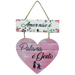 Placa Coração Decorativa 22x16,5cm em MDF Y888