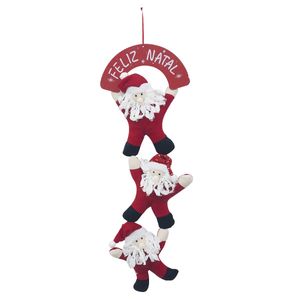 Trio Papai Noel Decorativo 60cm em Poliéster Fartex