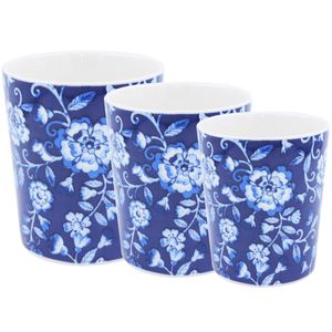 Jogo de Vasos Decorativos 3 Peças em Porcelana Pracaza