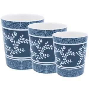 Jogo de Vasos Decorativos 3 Peças em Porcelana Pracaza